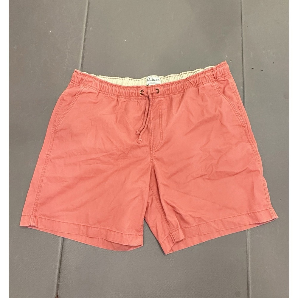 L.L. Bean Men's Dock Shorts 8" 100% Organic Cotton Pull on Drawstring Red XL